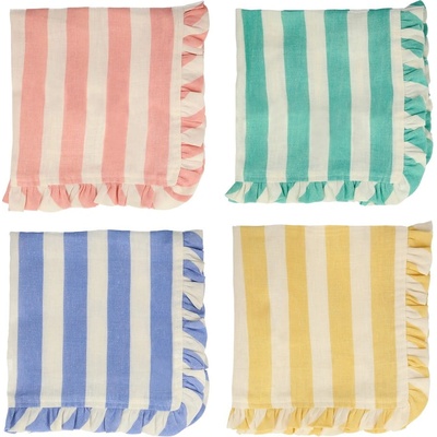 Meri Meri Ленени салфетки в комплект 4 бр. Stripe Ruffle - Meri Meri (222012)