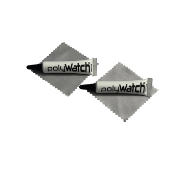 PolyWatch Полирането на пластмасови стъкла за часовници, 2 туби с микрофибърни кърпи