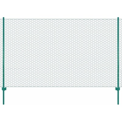 vidaXL Drátěný plot se sloupky ocel 25 x 1,5 m zelený