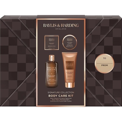 Baylis & Harding Black Pepper & Ginseng sprchový gel 300 ml + šampon 200 ml + balzám po holení 50 ml + mycí houba