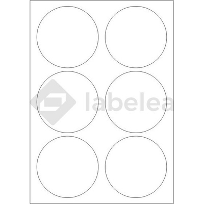 Labelea Samolepiace etikety kruh 90x90 mm biele papierové, na hárku A4, pre laserovú a atramentovú tlač, Farba etikiet Biela, Počet hárkov v balení 100 EPS999090W006S