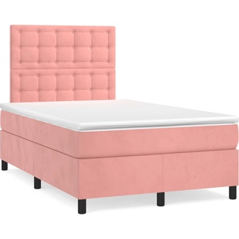 vidaXL Боксспринг легло с матрак, розово, 120x190 см, кадифе (3270024)