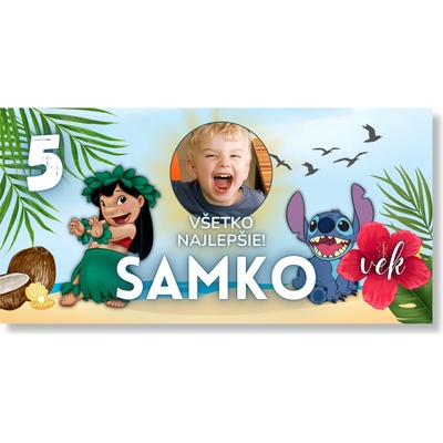 Personal Narodeninový banner s fotkou - Stitch Rozmer banner: 130 x 65 cm