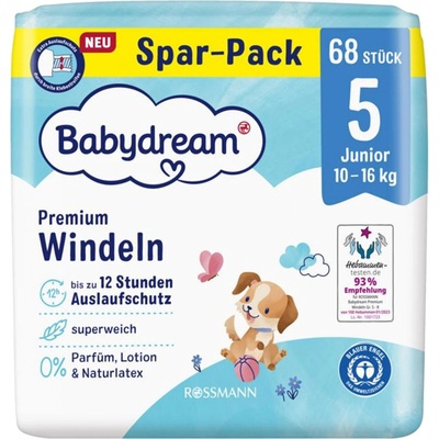 Babydream Premium Junior 10 - 16 kg 5 Jumbo-Pack 68 ks