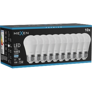 Mexen Nova 10x LED крушка E27, G45, 10W, Студена - 6500K, 1055 lm - L101-E27-1065-01x10 (L101-E27-1065-01x10)