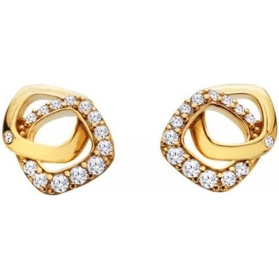Hot Diamonds Moderné pozlátené náušnice s diamantmi a topásami Connected DE857
