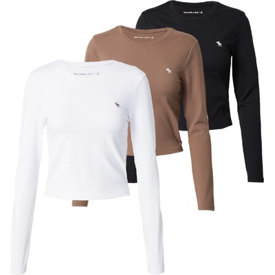 Abercrombie & Fitch Тениска кафяво, черно, бяло, размер L