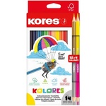 Kores Комплект цветни моливи, триъгълни, KORES „Kolores, 12+2 различни цвята 93611 (93611)