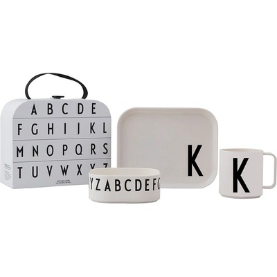 Design Letters Детски комплект за хранене от 3 части с калъф Classics K A-Z - Design Letters (20201500K)
