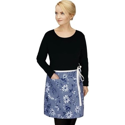 Brotex Kuchynská zástera do pása modrá kocka s kvetom
