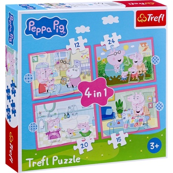 Trefl Пъзел Trefl 4 в 1 - Прасенцето Пепа обича приключенията (34672)