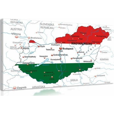 Obraz mapa Maďarska vo farbách vlajky