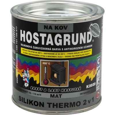 Hostagrund K2020 Silikon Thermo 2v1 farba na kov do 400 °C, čierna, 350 g