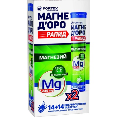 Fortex Магне Д‘оро Рапид, 2 х 14 ефервесцентни таблетки, Fortex