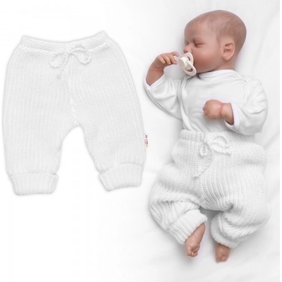 Baby Nellys Pletené kalhoty Made with Love bílé