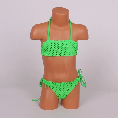 Детски бански в зелено на черни точки