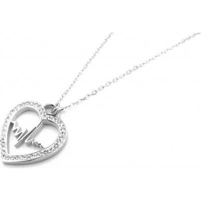 Steel Jewelry Náhrdelník srdce a EKG křivka z chirurgické oceli NH220153