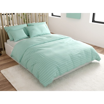 Textilomanie Hotelové obliečky z mikrovlákna JASMINE mentolové prúžok 2 cm 70x90 140x200