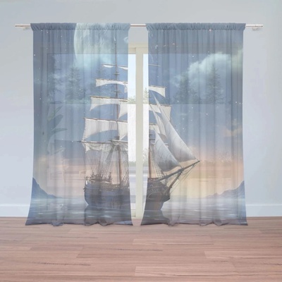 Sablio Záclony Plachetnica medzi horami: 2ks 150x250cm