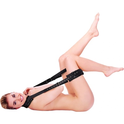 Ouch! Padded Thigh Sling with Hand Cuffs Black