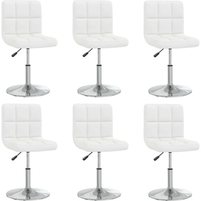 vidaXL Трапезни столове, 6 бр, бели, изкуствена кожа (3087428)