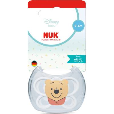 Nuk Perfect Match биберон залъгалка, силикон 0-6мес. 1бр. , AIR, Мечо Пух, бяла (10175361)