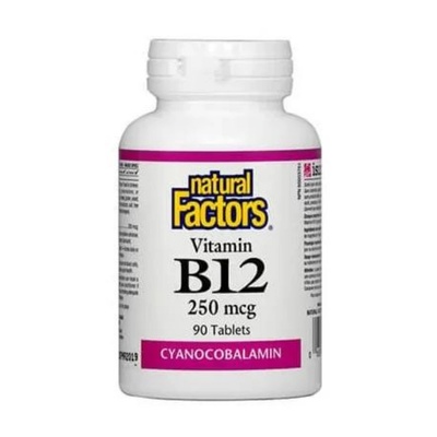 Natural Factors Vitamin B12/ Витамин В12 (цианокобаламин) 250 mcg, 90 таблетки (REV 1240 NF)