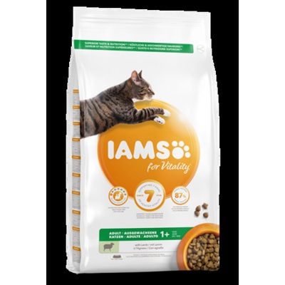Iams for Vitality Adult - Пълноценна суха храна за израснали котки с агнешко месо, 10 кг