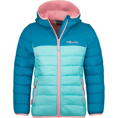TROLLKIDS Детско синтетично яке Trollkids Girl's Eikefjord Jacket Synthetic jacket - Aqua Haze / Harbor Blue / Peony Rose - размер 92 (EU) (703-3288-1111)