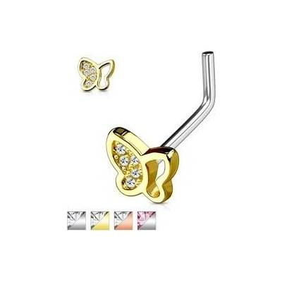 Piercingate piercing do nosu s motýlkem PNO00248 čirá