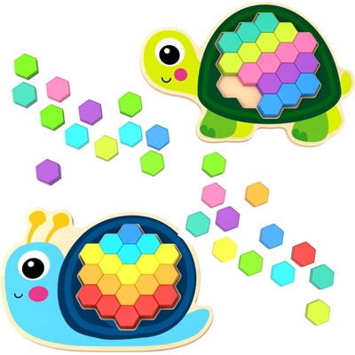 TOOKY TOY Dřevěná mozaika Šnek a želvička