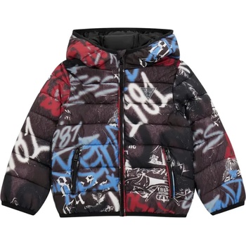 GUESS Преходно яке за мини момче с цветни графити и несваляема качулка Guess