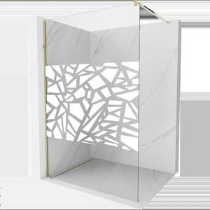 Mexen Kioto душ стена Walk-in 70 x 200 cm, бял мотив 8 mm, златна - 800-070-101-50-85 (800-070-101-50-85)