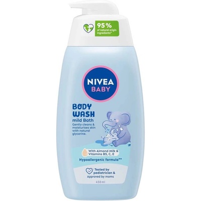 Nivea Baby Нежен душ гел за тяло Mild Bath, 450 ml