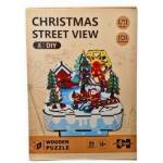 Swede Wooden puzzle 99 pieces Christmas scene 3D music box with moving parts