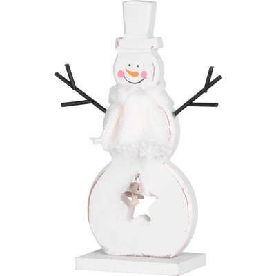 MagicHome Dekorace Vánoce Woodeco Sněhulák bílý bal. 2 ks 10x20 cm