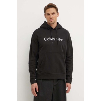 Calvin Klein Памучен суичър Calvin Klein в черно с качулка с апликация (K10K111345)