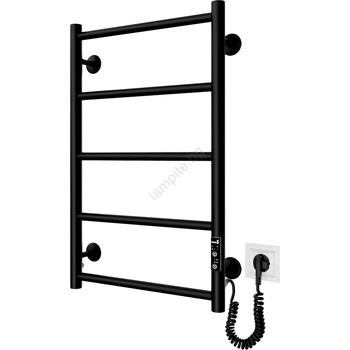 Mario Radiators Радиатор за баня тип стълба CLASSIC 65W/230V 66x42 cm, неръждаема стомана/черен, десен (MR0079)