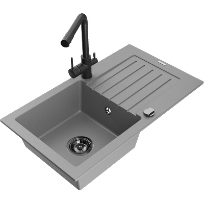 Mexen Pablo гранитна мивка с 1 отделение с отцедник и кухненски смесител (6510-71-671600-70-B)