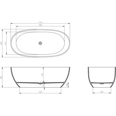 Mexen Pure 170 x 80 cm 58071708007