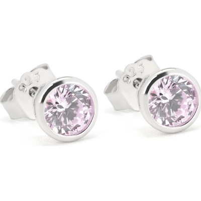 Rafity stříbrné naušnice se světle růžovým safírem E0025PZ-22