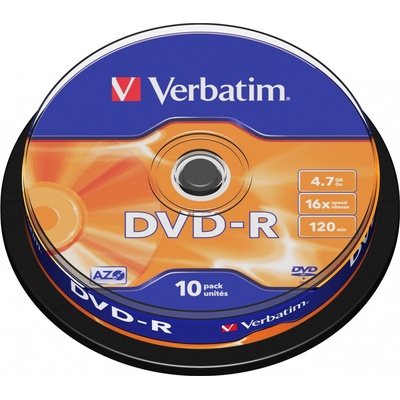 Verbatim DVD-R 4,7GB 16x, AZO, spindle, 10ks (43523) – Zboží Živě
