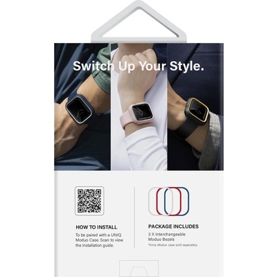 Uniq Комплект три броя сменяеми поликарбонатни рамки за Uniq Moduo калъф за Apple Watch 7 45мм, Apple Watch 8 45мм - Uniq Moduo 3in1 Apple Watch Bezels (цветен)