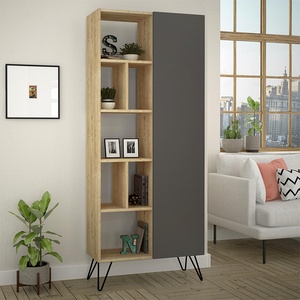 TopMebel Библиотека Jedda TopMebel от меламин в цвят дъб - антрацит 80, 6x29, 6x191cm