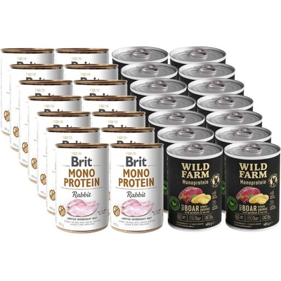 Brit Mono Protein Rabbit 6 x 400 g a Wild Farm Monoprotein Wild Boar 6 x 400 g