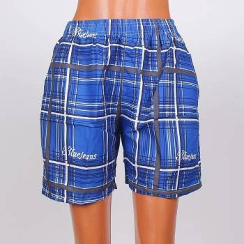 Image 1 of Сини мъжки шорти с кариран десен в сиво, бяло и тъмносиньо