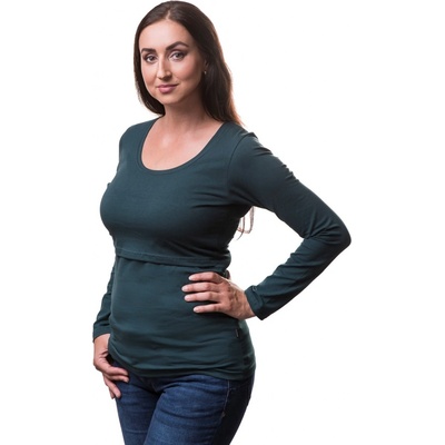 Jožánek kojicí tričko Kateřina dlouhý rukáv lahvově zelené – Zboží Dáma