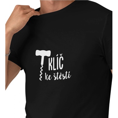 Pánské tričko černé - Klíč ke štěstí vývrtka L