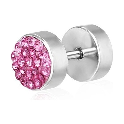 Šperky eshop fake plug z chirurgické oceli růžové zirkony F10.19