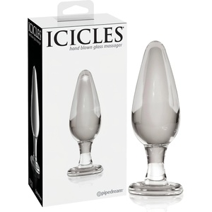 Icicles No. 26 - конусовидна стъклена анална тапа (прозрачна)